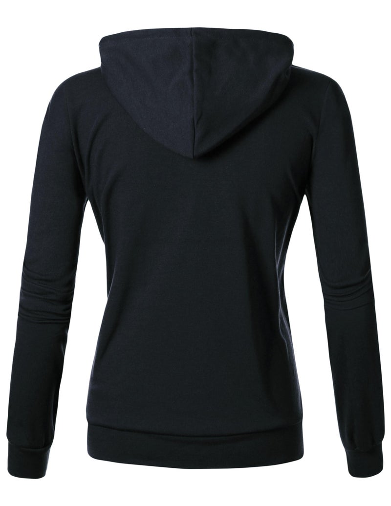 GIVON Women's Lightweight Zip Up Hoodie â€“ Long Sleeve Thin Casual Hooded Jacket, Plus DCF200-NAVY-M - Image 3